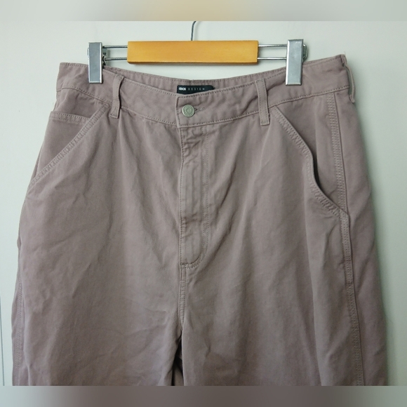 ASOS Wide Leg Loose Fit women Pants Size 12 Tall Plum Color 100% Cotton - Picture 2 of 9